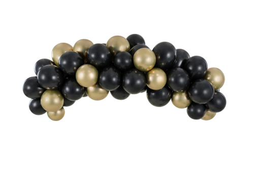 Girlanda balonowa czarno złota łuk komplet z taśmą