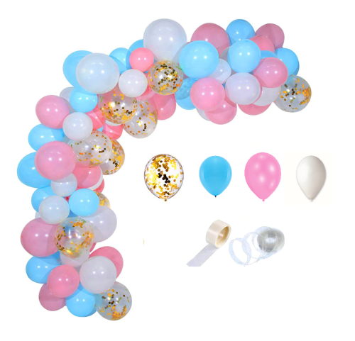 Girlanda balonowa Baby Shower różowo błękitna konfetti