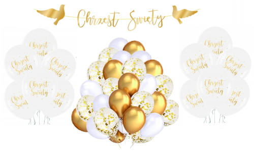 BALONY Na CHRZEST Święty Białe Zestaw Balonów Dekoracje Balonowe GIRLANDA