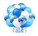Bukiet balonów niebieskich chrom konfetti mix