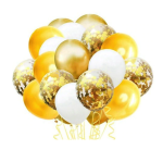 Bukiet balonów złotych chrom konfetti mix