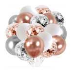 Bukiet balonów z konfetti gold rose srebrne