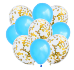 Bukiet balonów jasno niebieskie z konfetti