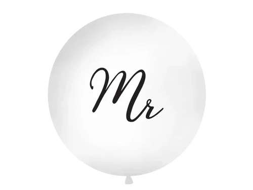 Balon lateksowy biały z nadrukiem Mr 1 metr