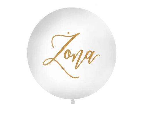 Balon lateksowy biały z nadrukiem Żona 1 metr