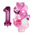Balony na urodziny dziewczynki Zestaw balonów różowe z cyfrą fuksja 0-9 Hel