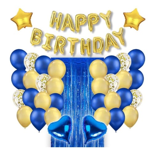 Zestaw balonów Urodziny Napis Happy Birthday serca kurtyna 18stka ścianka