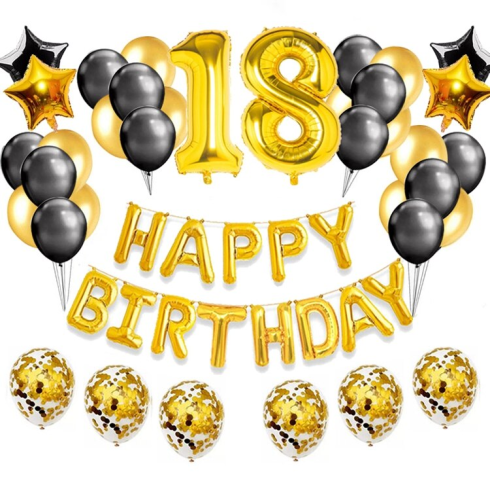 Komplet balonów z napisem Happy Birthday cyfry 0-99