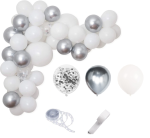 Girlanda balonowa biało srebrna z konfetti taśma