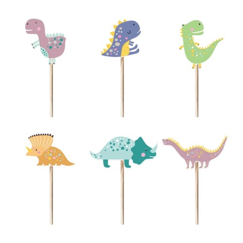 Toppery Pikery na tort muffinki dinozaury 6 szt