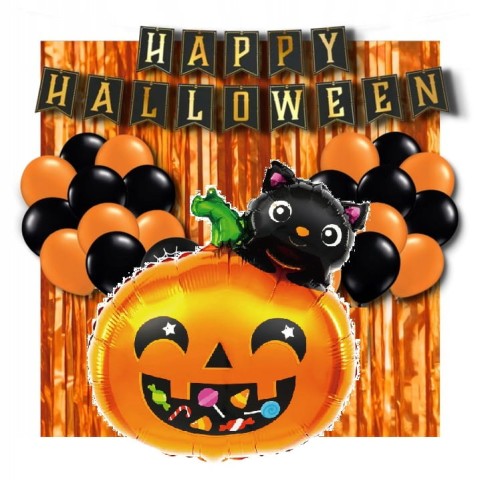 Zestaw dekoracji na Halloween z kurtyną dynia Pumpkin