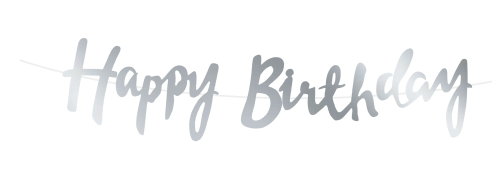 baner Happy Birthday srebrny