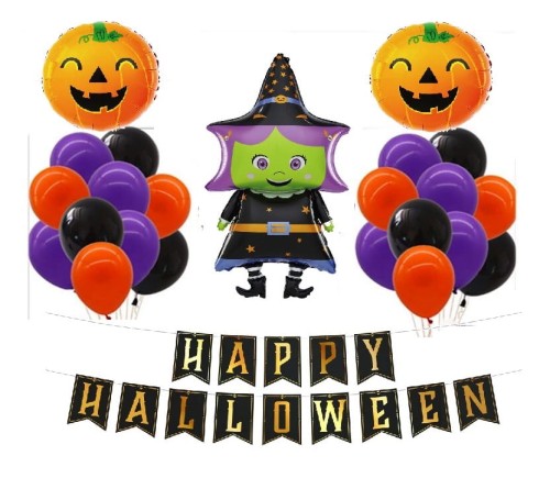 Zestaw balonów na Happy Halloween z Czarownicą