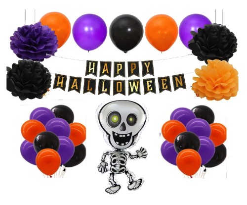 Zestaw balonów na Happy Halloween Pompony Szkieletor