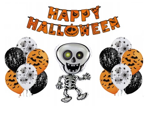 Balony na Halloween Szkieletor Nietoperze Pająk