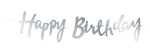 Baner papierowy Happy Birthday srebrny 