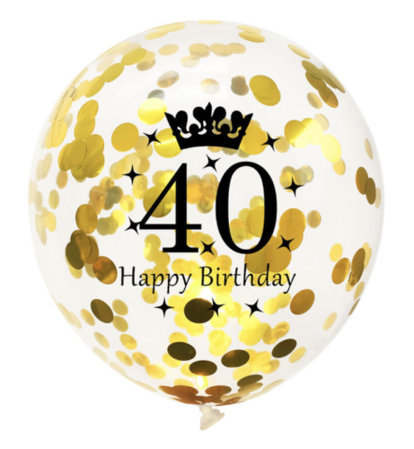 Balony lateksowe z konfetti na 40stkę 12 cali 5 szt