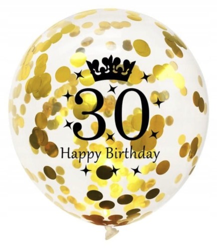 Balony lateksowe z konfetti na 30stkę 12 cali 5 szt