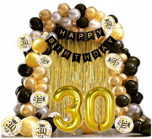Girlanda balonowa 30 urodziny zestaw balonów cyfry kurtyna BANER 