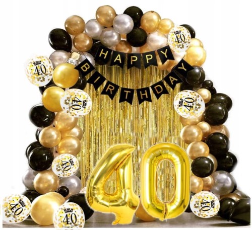 Girlanda balonowa 40 urodziny 40stka Baner Happy Birthday ścianka cyfry