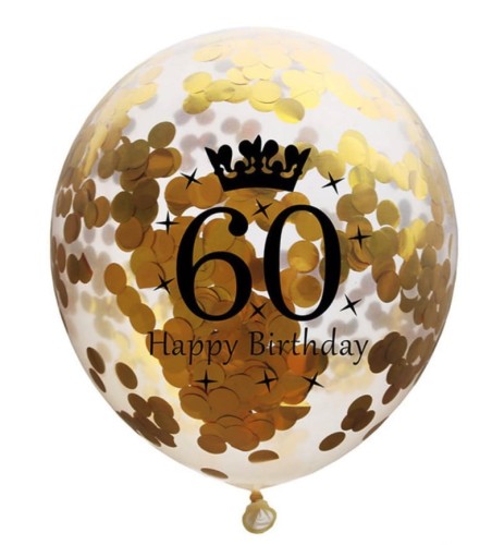 balon lateksowy z konfetti 60 happy birthday 12 cali