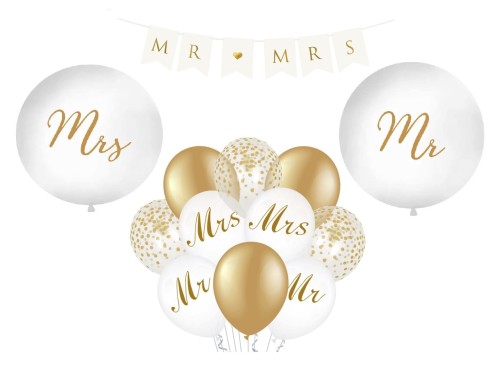 Zestaw balonów na wesele ślub Girlanda z napisem Mr Mrs