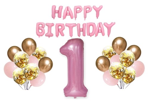 Zestaw balonów na Urodziny Pudrowa różowa cyfrą 0-9