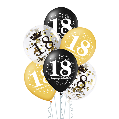 Zestaw balonów urodzinowych 18stka Baner Happy Birthday balony z konfetti
