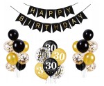 Balony z banerem Happy Birthday na 30stkę