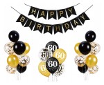 Balony z banerem Happy Birthday na 60tkę Urodziny