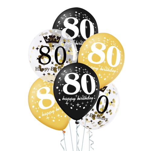 Balony na 80 urodziny Baner Happy Birthday Zestaw balonów urodzinowych
