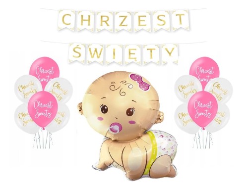 Dekoracje zestaw na Chrzest bobas dla dziewczynki