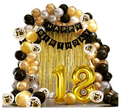 Girlanda balonowa 18 urodziny zestaw balonów cyfry kurtyna BANER 18stka