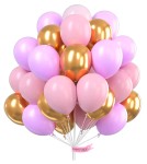 Bukiet balonów liliowo złoto różowe