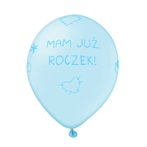 Balony lateksowe błękitne  "Mam już Roczek" 6 szt 12 cali
