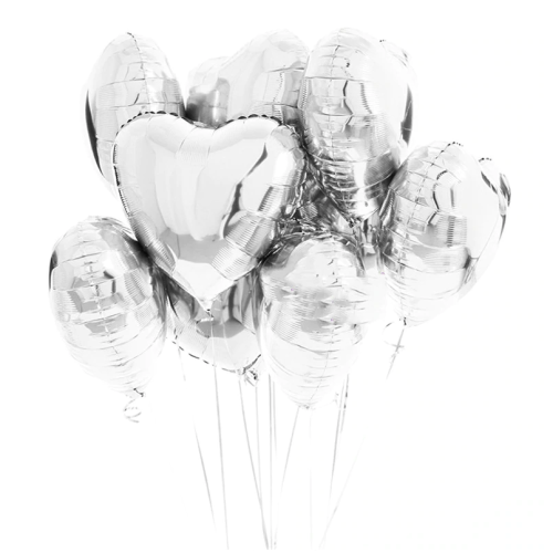 Bukiet balonów foliowych serduszka srebrne 8szt