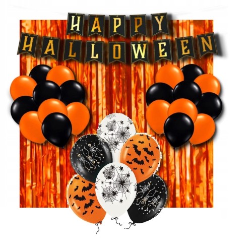 Zestaw dekoracji balonów na Halloween z kurtyną