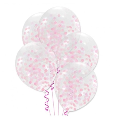 Balony lateksowe z konfetti różowym 12 cali 5 szt