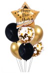 Balony na Sylwestra Zestaw balonów gwiazda złota Happy New Year z konfetti