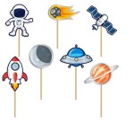 Toppery na tort Kosmos Astronauta Planety 7szt.