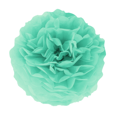 Pompon bibułowy jasny morski turkusowy 15 cm