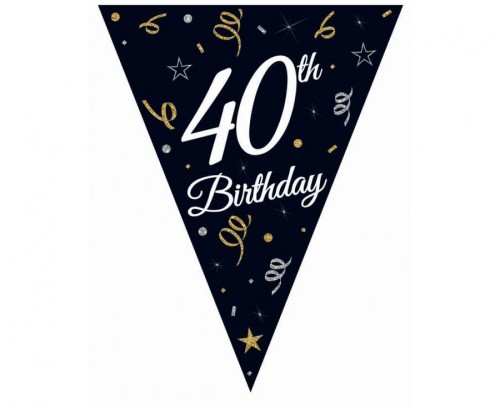 Girlanda papierowa 40th Birthday z flagami