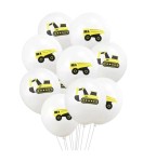 Balony lateksowe białe z pojazdami 12 cali 6 szt