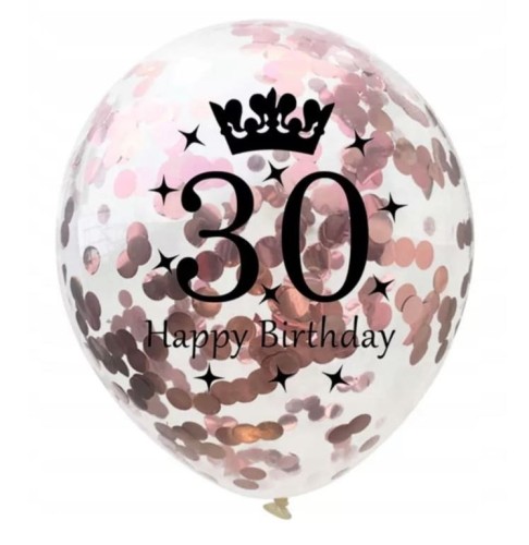 balon lateksowy z konfetti rosę gołd na 30stke