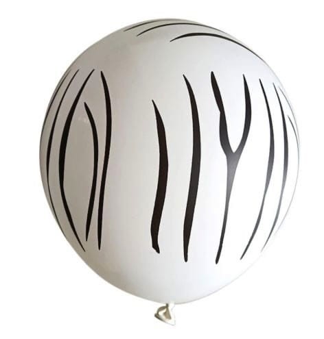 Balony lateksowe białe w czarne paski Zebra 5 szt 12 cali