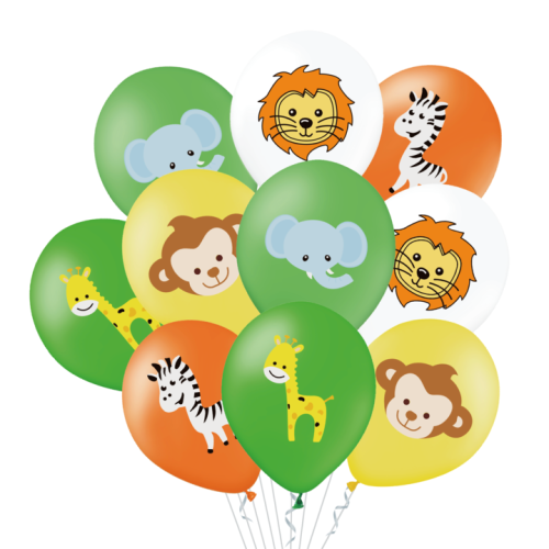 Girlanda SAFARI zestaw balonów ZOO Dżungla Baner Happy Birthday cyfra 0-9