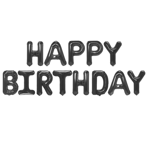 napis Happy Birthday czarny