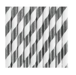 Słomki białe w srebrne paski 10szt.