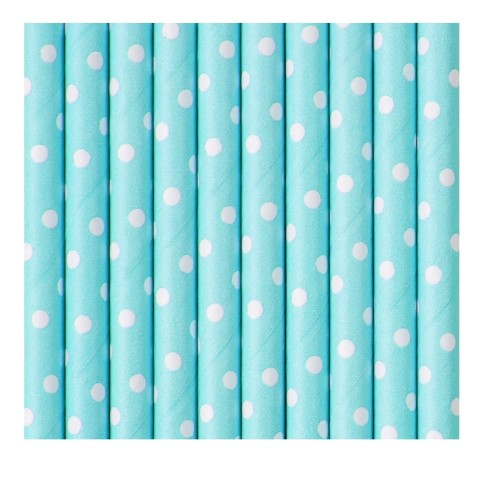 Słomki turkusowe w kropki 10szt.