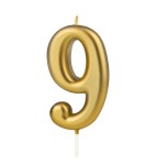 Świeczka złota na tort matowa cyfra 9